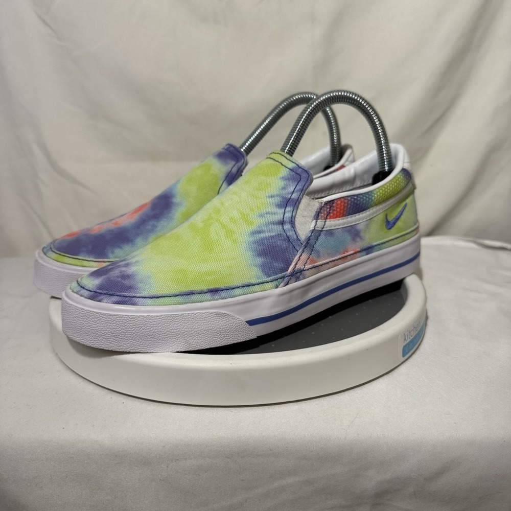 Nike Court Legacy Tie Dye Slip On Shoes Women's Size 6.5 Green Purple‎